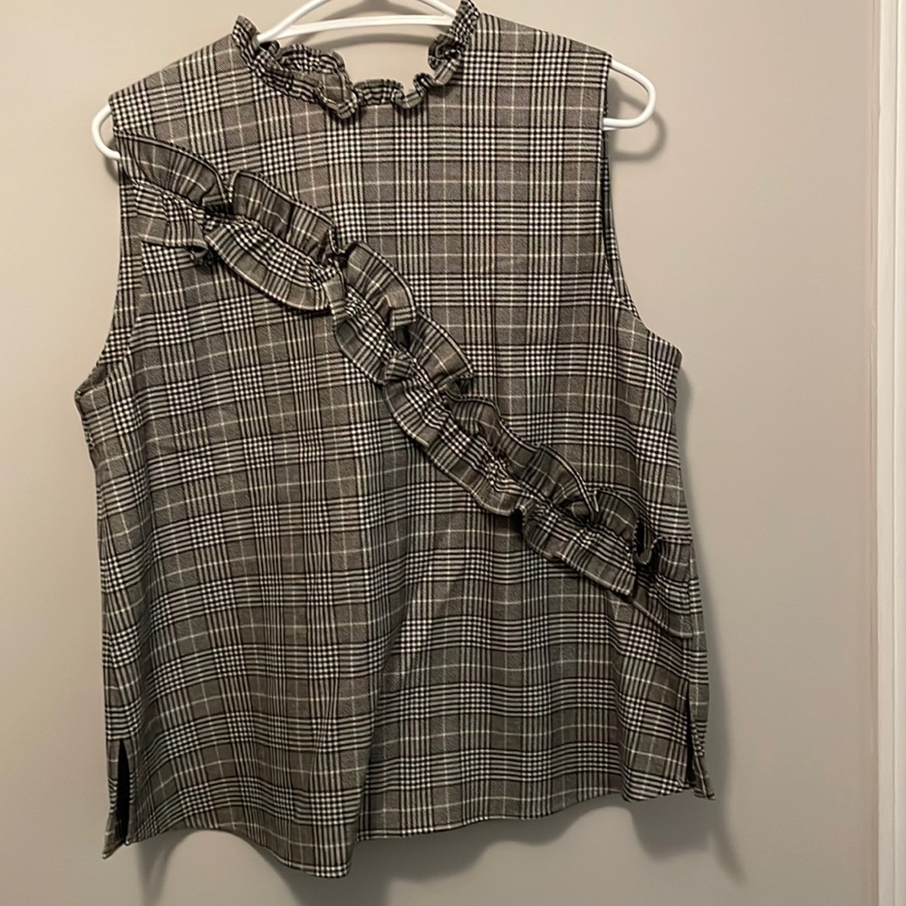Beautiful preloved menswear style vest with elegant ruffle features